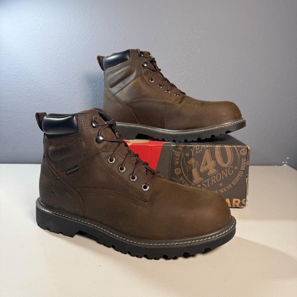 Wolverine Waterproof Boots Mens  New Leather Slip Resistant Sole.  Size 12 EW
